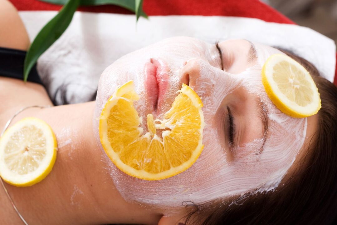 máscara facial com frutas para rejuvenescimento da pele